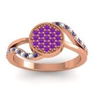 Amethyst Fashion Ring In 14K Rose Gold With Blue Sapphire And Aquamarine – Ainka Statement Ring