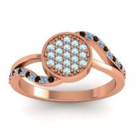 Aquamarine Fashion Ring In 14K Rose Gold With Black Onyx And Swiss Blue Topaz – Ainka Statement Ring
