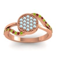 Aquamarine Fashion Ring In 14K Rose Gold With Peridot And Garnet – Ainka Statement Ring