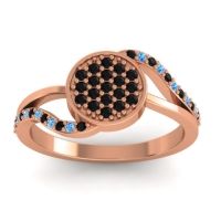 Black Onyx Fashion Ring In 18K Rose Gold With Swiss Blue Topaz – Ainka Statement Ring