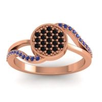Black Onyx Fashion Ring In 14K Rose Gold With Blue Sapphire – Ainka Statement Ring
