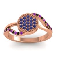 Blue Sapphire Fashion Ring In 14K Rose Gold With Amethyst And Black Onyx – Ainka Statement Ring