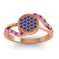 Blue Sapphire Fashion Ring In 14K Rose Gold With Amethyst And Pink Tourmaline – Ainka Statement Ring