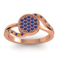 Blue Sapphire Fashion Ring In 14K Rose Gold With Citrine – Ainka Statement Ring