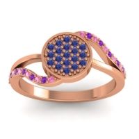 Blue Sapphire Fashion Ring In 14K Rose Gold With Pink Tourmaline And Amethyst – Ainka Statement Ring
