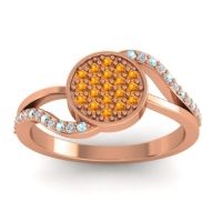 Citrine Fashion Ring In 14K Rose Gold With Aquamarine And Lab Diamond – Ainka Statement Ring
