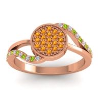 Citrine Fashion Ring In 14K Rose Gold With Lab Diamond And Peridot – Ainka Statement Ring