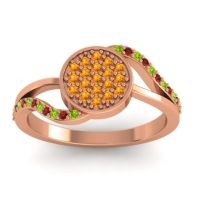 Citrine Fashion Ring In 14K Rose Gold With Peridot And Garnet – Ainka Statement Ring