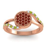 Garnet Fashion Ring In 14K Rose Gold With Aquamarine And Peridot – Ainka Statement Ring
