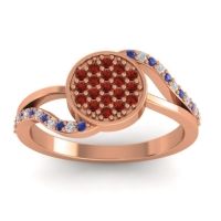 Garnet Fashion Ring In 14K Rose Gold With Blue Sapphire And Lab Diamond – Ainka Statement Ring