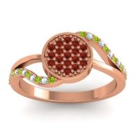 Garnet Fashion Ring In 14K Rose Gold With Peridot And Aquamarine – Ainka Statement Ring