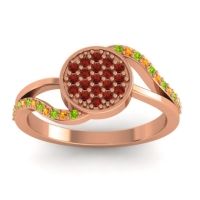 Garnet Fashion Ring In 14K Rose Gold With Peridot And Citrine – Ainka Statement Ring