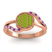 Peridot Fashion Ring In 14K Rose Gold With Amethyst And Diamond – Ainka Statement Ring