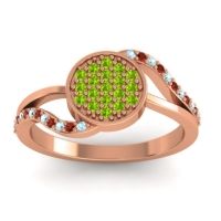 Peridot Fashion Ring In 14K Rose Gold With Aquamarine And Garnet – Ainka Statement Ring