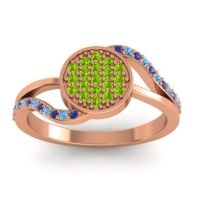 Peridot Fashion Ring In 14K Rose Gold With Blue Sapphire And Swiss Blue Topaz – Ainka Statement Ring