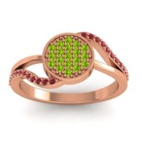 Peridot Fashion Ring In 14K Rose Gold With Ruby – Ainka Statement Ring
