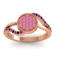 Pink Tourmaline Fashion Ring In 14K Rose Gold With Amethyst And Black Onyx – Ainka Statement Ring