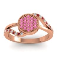 Pink Tourmaline Fashion Ring In 14K Rose Gold With Lab Diamond And Ruby – Ainka Statement Ring