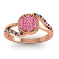 Pink Tourmaline Fashion Ring In 14K Rose Gold With Garnet And Swiss Blue Topaz – Ainka Statement Ring
