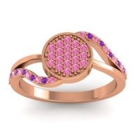 Pink Tourmaline Fashion Ring In 14K Rose Gold With Amethyst – Ainka Statement Ring