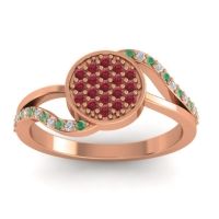 Ruby Fashion Ring In 18K Rose Gold With Emerald And Lab Diamond – Ainka Statement Ring
