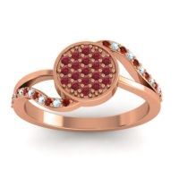Ruby Fashion Ring In 14K Rose Gold With Garnet And Aquamarine – Ainka Statement Ring