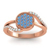 Swiss Blue Topaz Fashion Ring In 14K Rose Gold With Aquamarine – Ainka Statement Ring