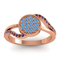 Swiss Blue Topaz Fashion Ring In 14K Rose Gold With Blue Sapphire And Garnet – Ainka Statement Ring