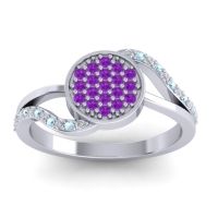 Amethyst Fashion Ring In 14k White Gold With Lab Diamond And Aquamarine – Ainka Statement Ring