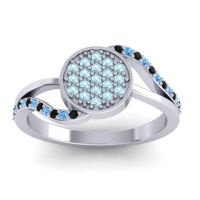 Aquamarine Fashion Ring In 14k White Gold With Black Onyx And Swiss Blue Topaz – Ainka Statement Ring