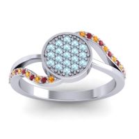 Aquamarine Fashion Ring In 14k White Gold With Citrine And Ruby – Ainka Statement Ring