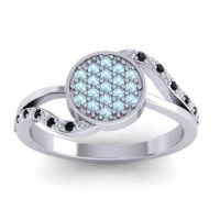 Aquamarine Fashion Ring In 14k White Gold With Lab Diamond And Black Onyx – Ainka Statement Ring