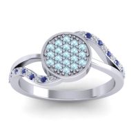 Aquamarine Fashion Ring In 14k White Gold With Lab Diamond And Blue Sapphire – Ainka Statement Ring