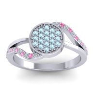 Aquamarine Fashion Ring In 14k White Gold With Lab Diamond And Pink Tourmaline – Ainka Statement Ring