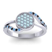 Aquamarine Fashion Ring In 14k White Gold With Swiss Blue Topaz And Black Onyx – Ainka Statement Ring