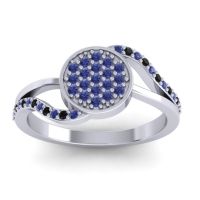Blue Sapphire Fashion Ring In 14k White Gold With Black Onyx – Ainka Statement Ring