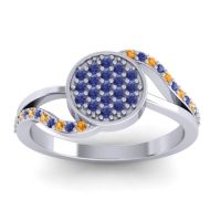 Blue Sapphire Fashion Ring In 14k White Gold With Citrine – Ainka Statement Ring