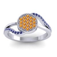 Citrine Fashion Ring In 14k White Gold With Blue Sapphire – Ainka Statement Ring