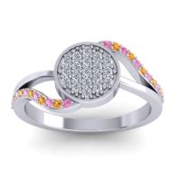 Lab Diamond Fashion Ring In 14k White Gold With Pink Tourmaline And Citrine – Ainka Statement Ring