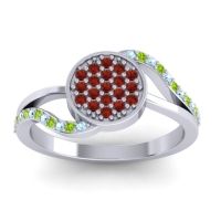 Garnet Fashion Ring In 14k White Gold With Aquamarine And Peridot – Ainka Statement Ring