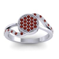 Garnet Fashion Ring In 14k White Gold With Diamond – Ainka Statement Ring