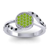 Peridot Fashion Ring In 14k White Gold With Diamond And Black Onyx – Ainka Statement Ring