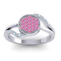 Pink Tourmaline Fashion Ring In 14k White Gold With Lab Diamond And Aquamarine – Ainka Statement Ring