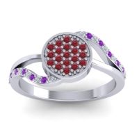 Ruby Fashion Ring In 14k White Gold With Lab Diamond And Amethyst – Ainka Statement Ring