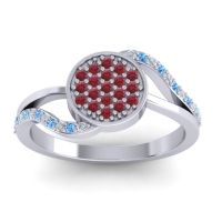 Ruby Fashion Ring In 14k White Gold With Lab Diamond And Swiss Blue Topaz – Ainka Statement Ring