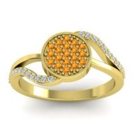 Citrine Fashion Ring In 14k Yellow Gold With Lab Diamond – Ainka Statement Ring