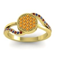 Citrine Fashion Ring In 14k Yellow Gold With Garnet And Blue Sapphire – Ainka Statement Ring