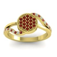 Garnet Fashion Ring In 14k Yellow Gold With Ruby And Diamond – Ainka Statement Ring