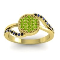 Peridot Fashion Ring In 14k Yellow Gold With Black Onyx And Blue Sapphire – Ainka Statement Ring