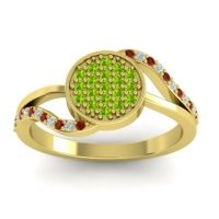 Peridot Fashion Ring In 14k Yellow Gold With Garnet And Diamond – Ainka Statement Ring